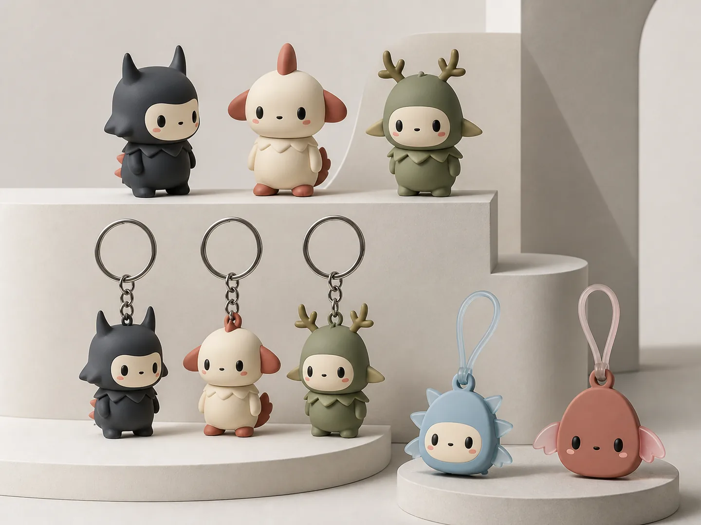 Representative vinyl figure, soft PVC keychain and silicone accessory directions