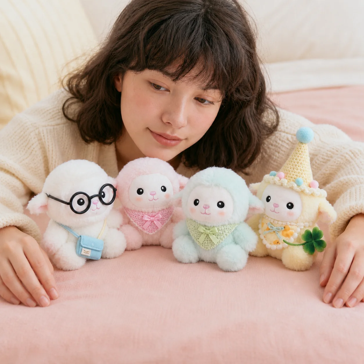 Four colorful Lula Friends plush characters in an everyday setting
