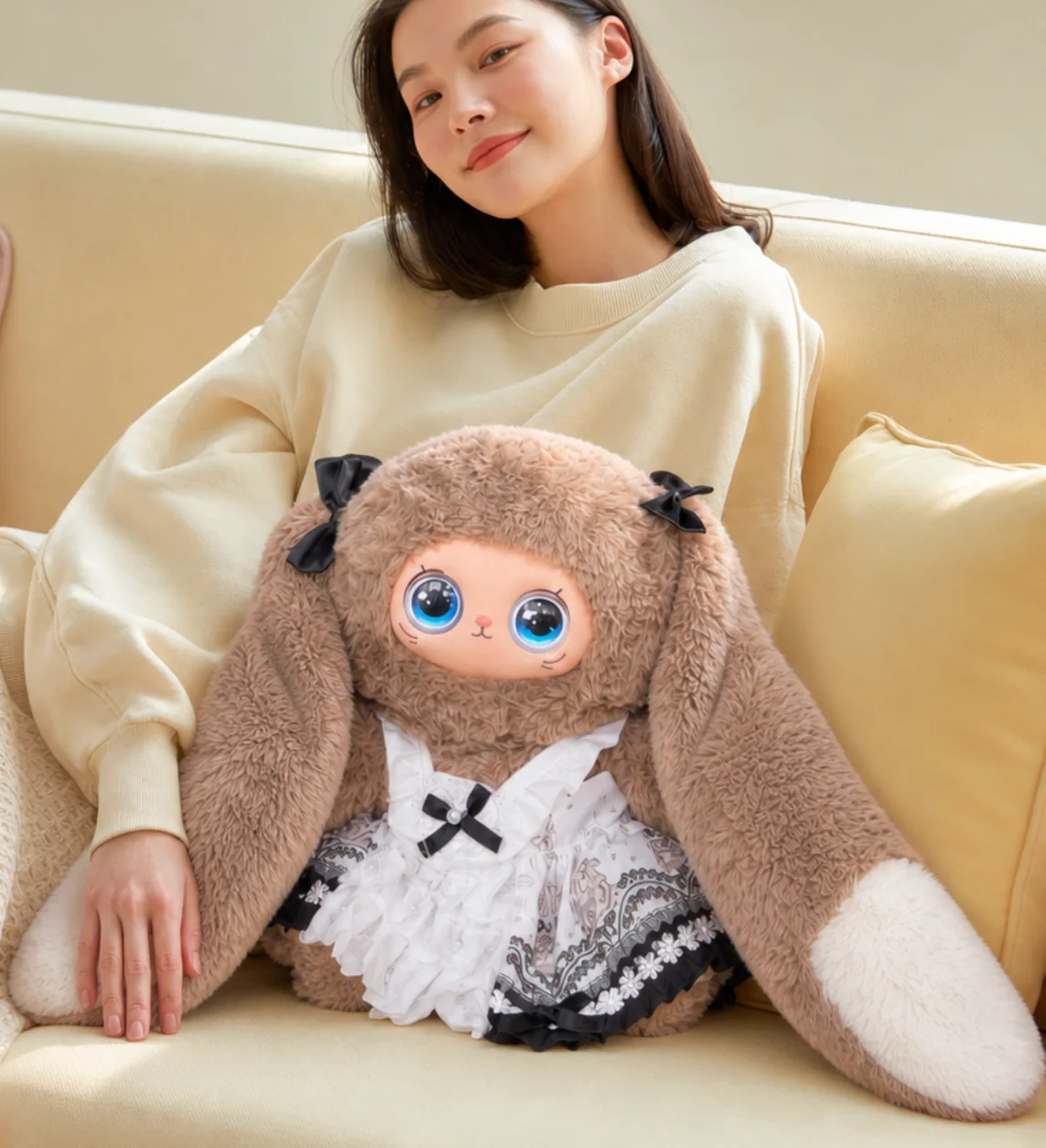 Stardew plush character in a warm living room lifestyle scene